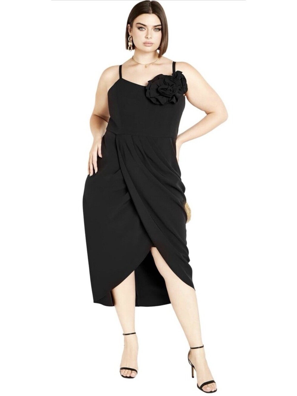 City Chic Women's Plus Size Fleur Dress Size 16/S Black NWT $169